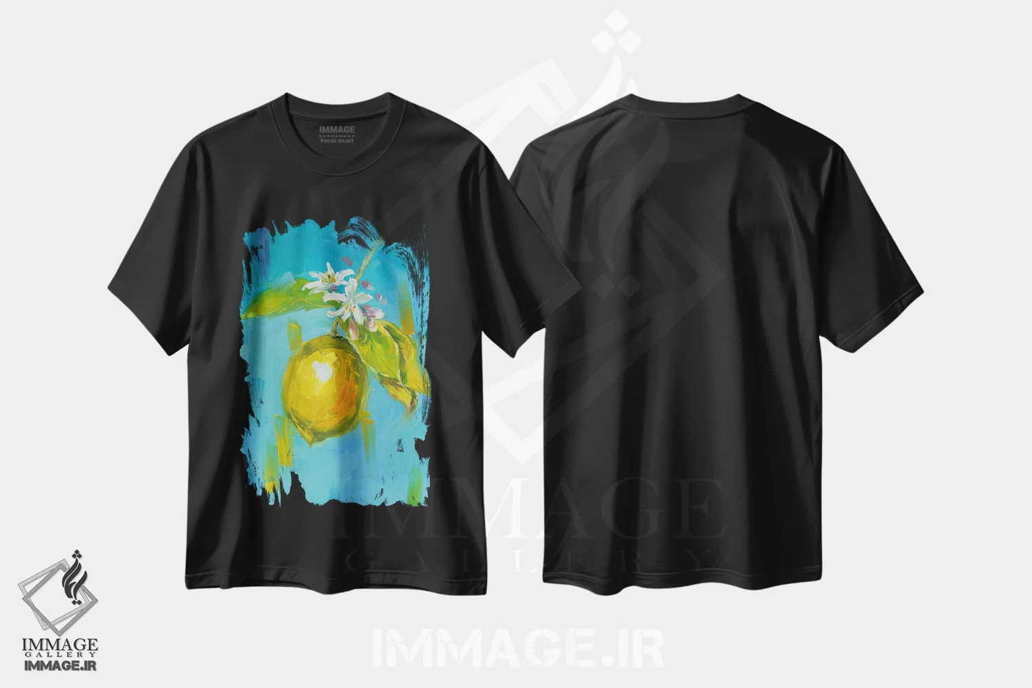 تیشرت مشکی طرح دار لیمو ۲، مدیوم اثر ناتالی مک | فروشگاه ایماژ