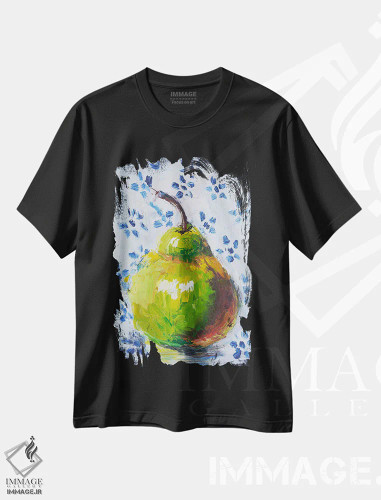 تیشرت مشکی طرح دار گلابی، مدیوم اثر ناتالی مک | فروشگاه ایماژ