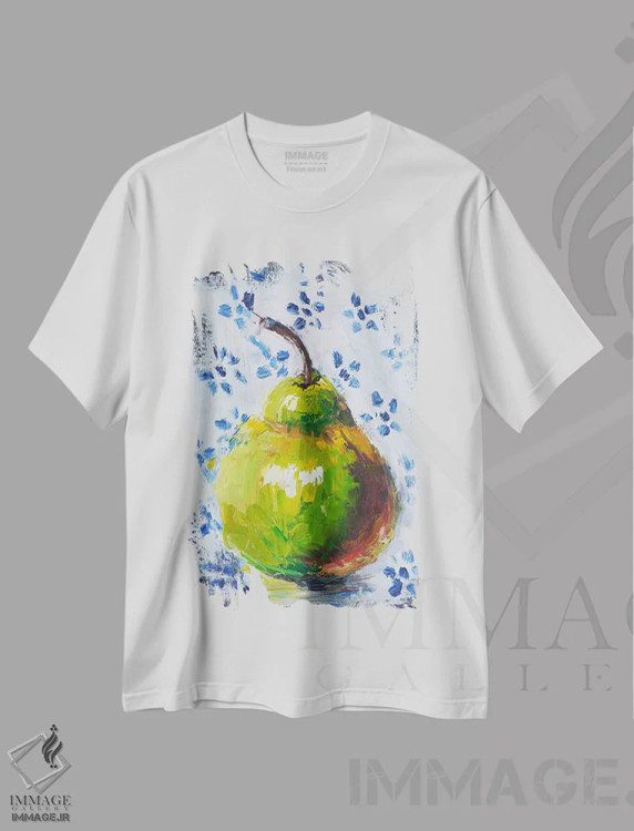 تیشرت سفید طرح دار گلابی، مدیوم اثر ناتالی مک | immage.ir