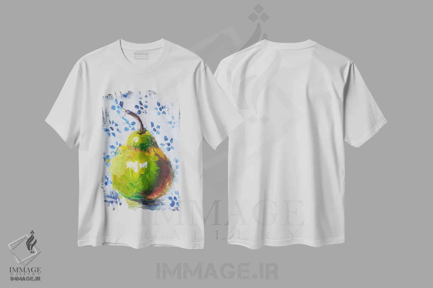 تیشرت سفید طرح دار گلابی، مدیوم اثر ناتالی مک | immage.ir