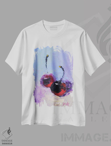 تیشرت سفید طرح دار گیلاس، مدیوم اثر ناتالی مک | فروشگاه ایماژ