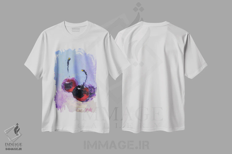 تیشرت سفید طرح دار گیلاس، مدیوم اثر ناتالی مک | فروشگاه ایماژ