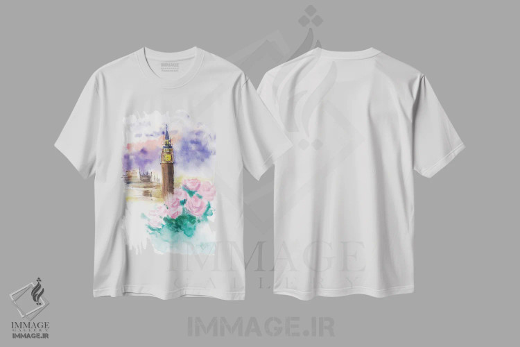 تیشرت سفید طرح دار بیگ بن لندن، مدیوم اثر ناتالی مک | فروشگاه ایماژ