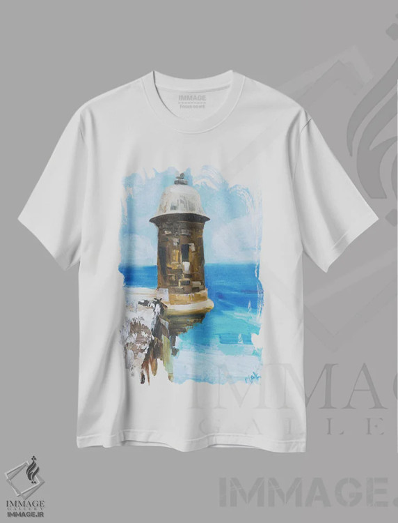 تیشرت سفید طرح دار هنر سن خوآن پورتوریکو، مدیوم اثر ناتالی مک | immage.ir