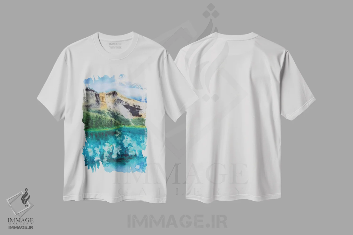 تیشرت سفید طرح دار دریاچه امِرالد در کانادا، مدیوم اثر ناتالی مک | فروشگاه ایماژ