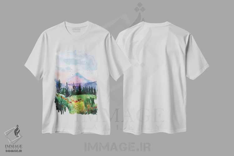 تیشرت سفید طرح دار منظره نشویل، تزئینی اثر ناتالی مک | فروشگاه ایماژ