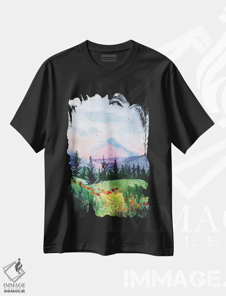 تیشرت مشکی طرح دار منظره نشویل، تزئینی اثر ناتالی مک | immage.ir