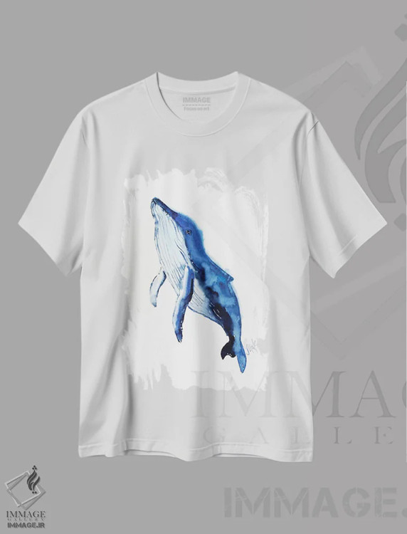 تیشرت سفید طرح دار نهنگ، مدیوم اثر ناتالی مک | فروشگاه ایماژ