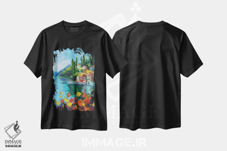 تیشرت مشکی طرح دار صبح در پوزیتانو، مدیوم اثر ناتالی مک | immage.ir