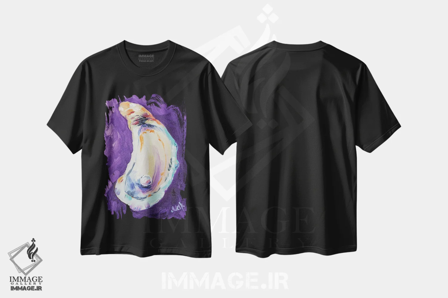 تیشرت مشکی طرح دار صدف خوراکی، مدیوم اثر ناتالی مک | immage.ir
