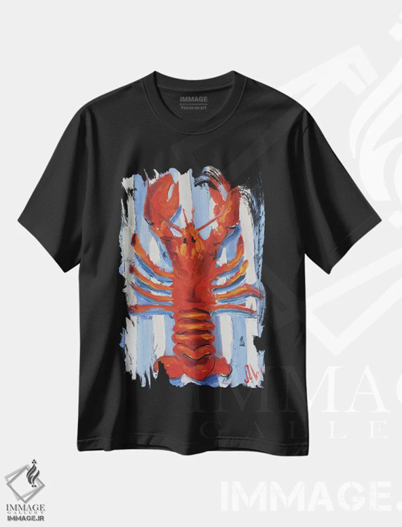 تیشرت مشکی طرح دار خرچنگ دریایی، تزئینی اثر ناتالی مک | immage.ir