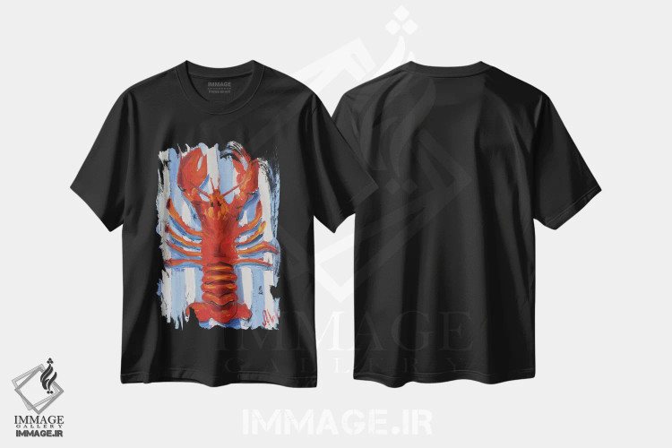 تیشرت مشکی طرح دار خرچنگ دریایی، تزئینی اثر ناتالی مک | immage.ir