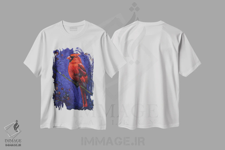 تیشرت سفید طرح دار کاردینال قرمز، مدیوم اثر ناتالی مک | immage.ir
