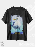 تیشرت مشکی طرح دار مرغ دریایی، تزئینی اثر ناتالی مک | فروشگاه ایماژ