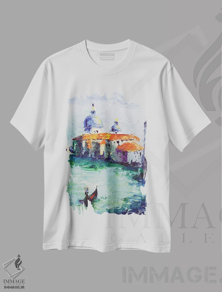 تیشرت سفید طرح دار ونیز شماره ۲، تزئینی اثر ناتالی مک | immage.ir