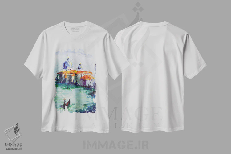 تیشرت سفید طرح دار ونیز شماره ۲، تزئینی اثر ناتالی مک | immage.ir