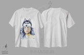 تیشرت سفید طرح دار زن گرگ نما، تزئینی اثر ناتالی مک | فروشگاه ایماژ