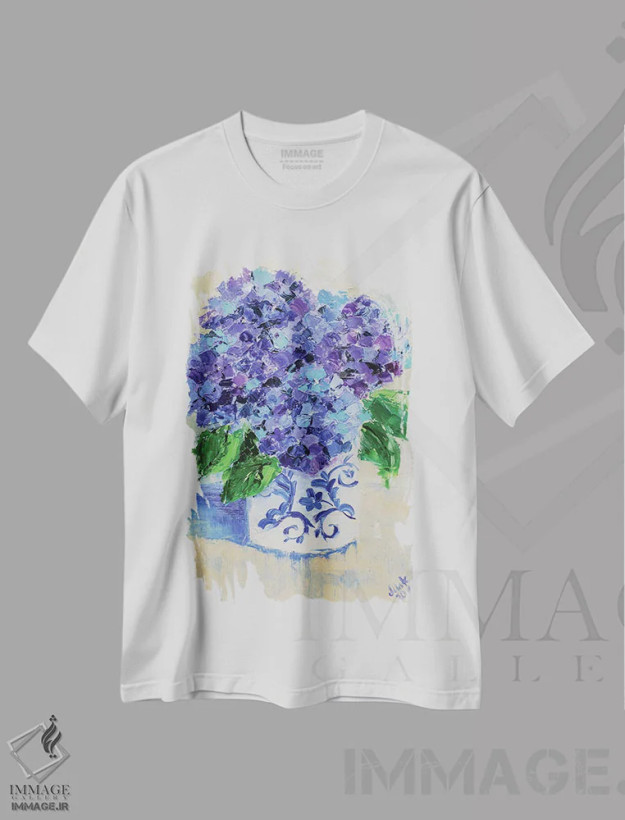 تیشرت سفید طرح دار ادریسی شماره ۳، دکور معاصر اثر ناتالی مک | فروشگاه ایماژ