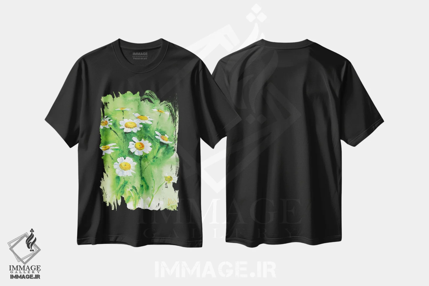 تیشرت مشکی طرح دار بابونه، دکور معاصر اثر ناتالی مک | immage.ir