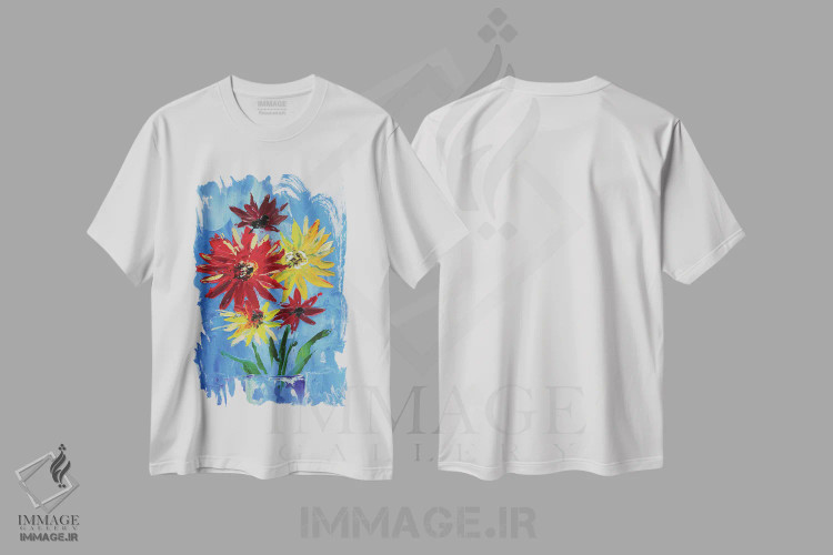 تیشرت سفید طرح دار دسته گل مروارید، دکور معاصر اثر ناتالی مک | immage.ir