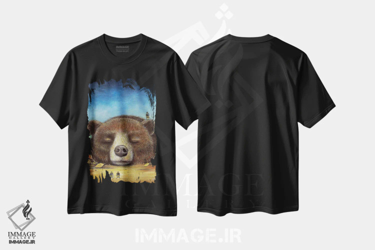 تیشرت مشکی طرح دار غول خفته، هنر فاخر معاصر اثر نیل تامپسون | فروشگاه ایماژ