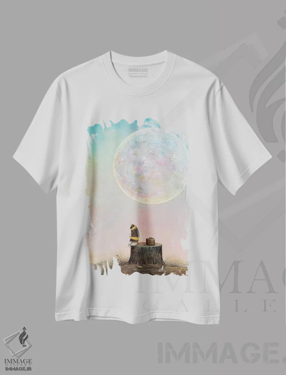 تیشرت سفید طرح دار سفر به خیر، هنر فاخر معاصر اثر نیل تامپسون | فروشگاه ایماژ