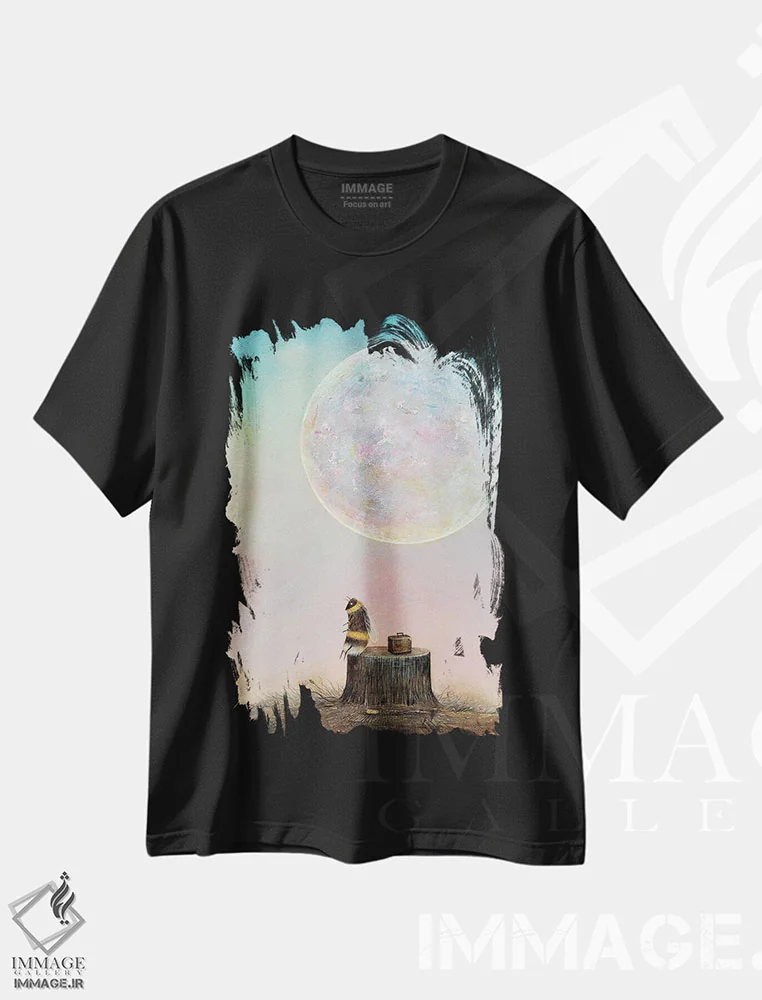 تیشرت مشکی طرح دار سفر به خیر، هنر فاخر معاصر اثر نیل تامپسون | immage.ir