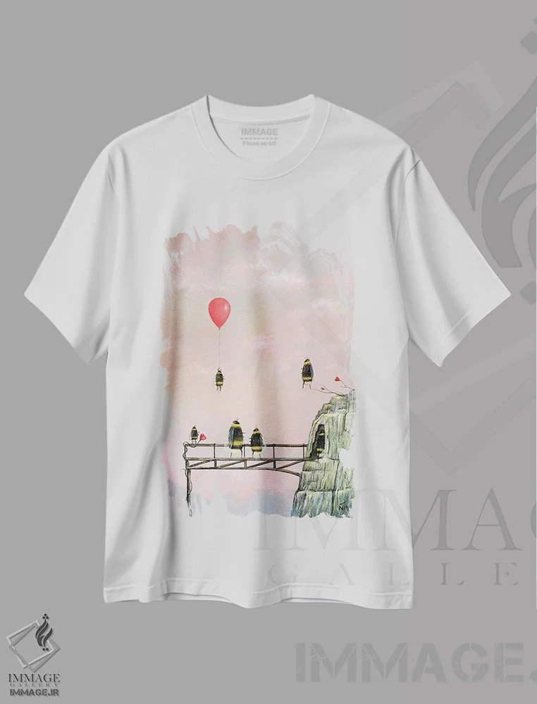 تیشرت سفید طرح دار پل، هنر فاخر معاصر اثر نیل تامپسون | فروشگاه ایماژ