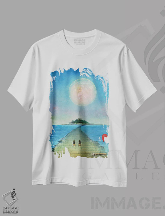 تیشرت سفید طرح دار پل خاکی، هنر فاخر معاصر اثر نیل تامپسون | فروشگاه ایماژ