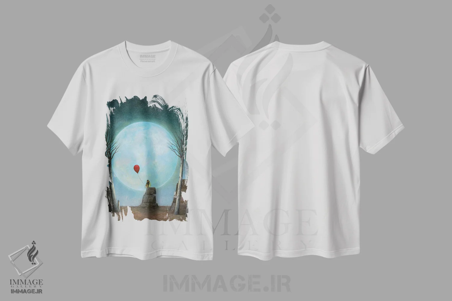 تیشرت سفید طرح دار ماه بزرگ، تزئینی اثر نیل تامپسون | فروشگاه ایماژ