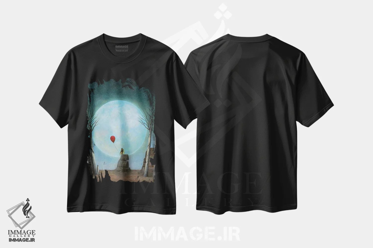 تیشرت مشکی طرح دار ماه بزرگ، تزئینی اثر نیل تامپسون | immage.ir