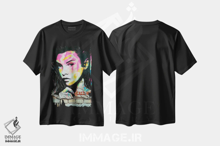 تیشرت مشکی طرح دار با من تماس بگیر، دکوراسیون جایگزین اثر ناتمیر لورا | فروشگاه ایماژ