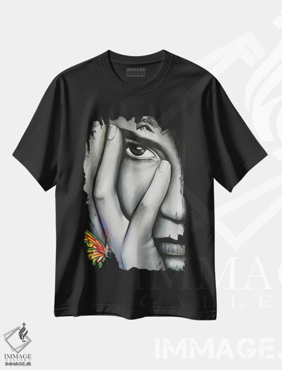 تیشرت مشکی طرح دار سپیا، دکوراسیون جایگزین اثر ناتمیر لورا | فروشگاه ایماژ