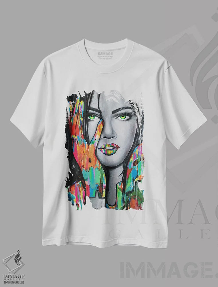 تیشرت سفید طرح دار دختر درخشان، دکوراسیون جایگزین اثر ناتمیر لورا | فروشگاه ایماژ