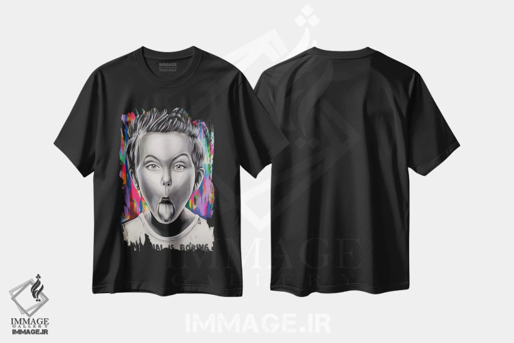 تیشرت مشکی طرح دار عادی بودن خسته کننده است، دکوراسیون جایگزین اثر ناتمیر لورا | فروشگاه ایماژ