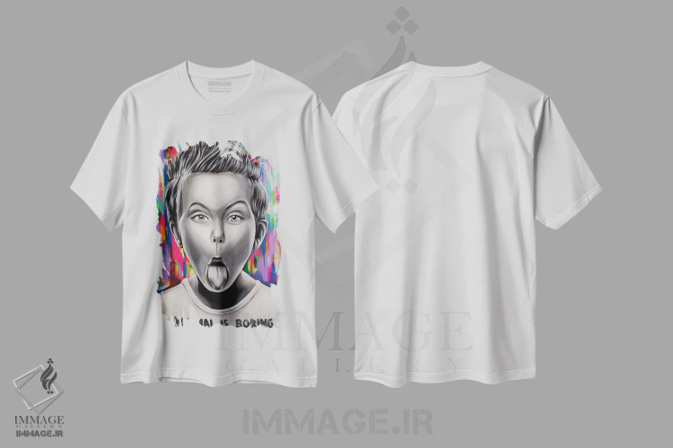 تیشرت سفید طرح دار عادی بودن خسته کننده است، دکوراسیون جایگزین اثر ناتمیر لورا | immage.ir