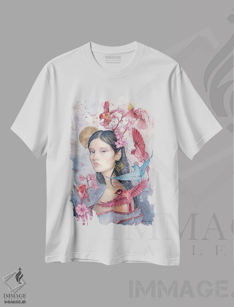 تیشرت سفید طرح دار استر، هنر فاخر معاصر اثر نیکولاس تاور | فروشگاه ایماژ