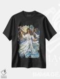 تیشرت مشکی طرح دار فرشته و کبوترها، دکور معاصر اثر نستاسی آرت | immage.ir