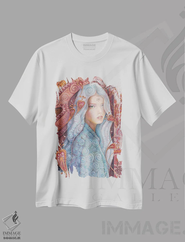 تیشرت سفید طرح دار ایثیریل، هنر فاخر معاصر اثر نیکولاس تاور | immage.ir