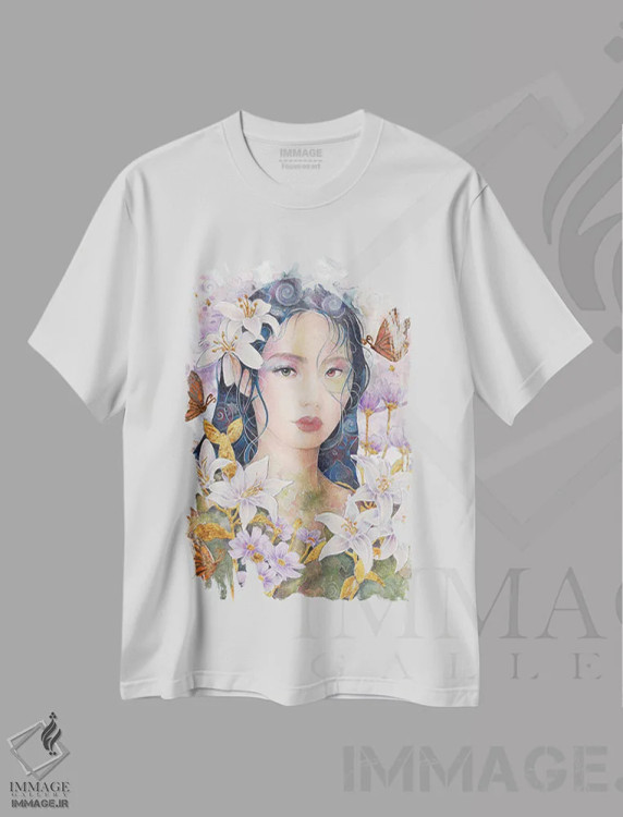 تیشرت سفید طرح دار لیلی، هنر فاخر معاصر اثر نیکولاس تاور | immage.ir