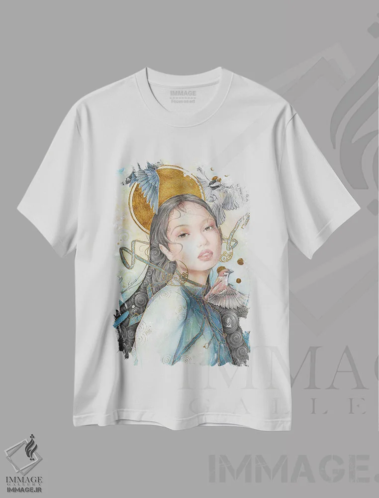 تیشرت سفید طرح دار نولین، هنر فاخر معاصر اثر نیکولاس تاور | فروشگاه ایماژ