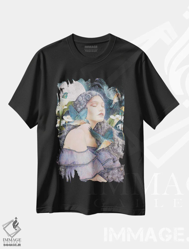 تیشرت مشکی طرح دار نیکتوفیا، هنر فاخر معاصر اثر نیکولاس تاور | فروشگاه ایماژ