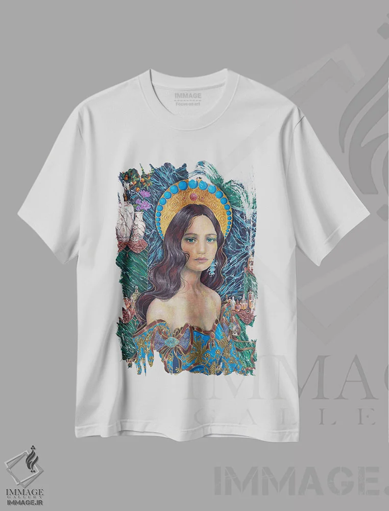 تیشرت سفید طرح دار اورین، هنر فاخر معاصر اثر نیکولاس تاور | immage.ir