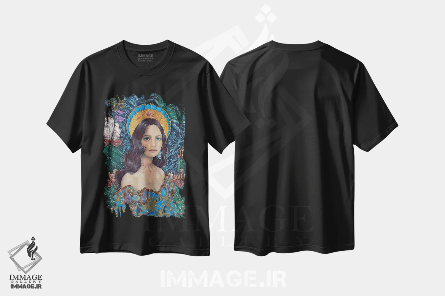 تیشرت مشکی طرح دار اورین، هنر فاخر معاصر اثر نیکولاس تاور | فروشگاه ایماژ