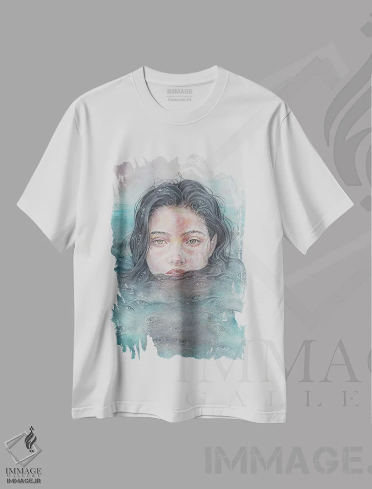 تیشرت سفید طرح دار اسکوپوفوبیا، هنر فاخر معاصر اثر نیکولاس تاور | immage.ir