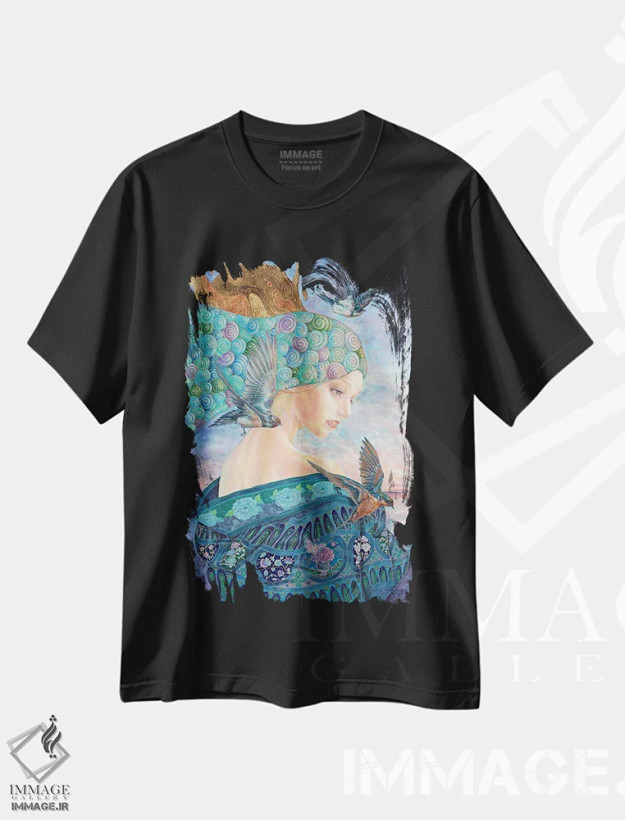 تیشرت مشکی طرح دار شقایق، هنر فاخر معاصر اثر نیکولاس تاور | فروشگاه ایماژ