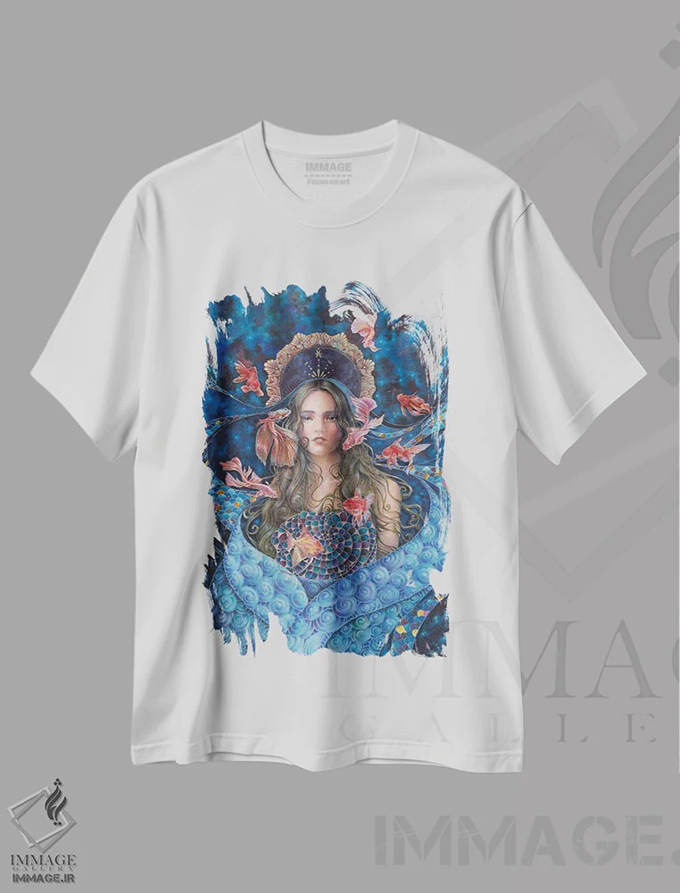 تیشرت سفید طرح دار سیل، هنر فاخر معاصر اثر نیکولاس تاور | immage.ir