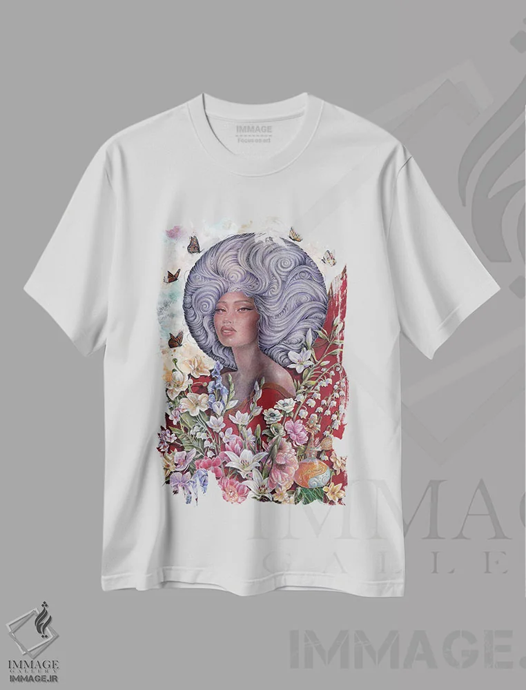 تیشرت سفید طرح دار آپونیا، هنر فاخر معاصر اثر نیکولاس تاور | immage.ir