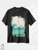 تیشرت مشکی طرح دار تخته موج سواری، تایپوگرافی اثر نور طُحمه | فروشگاه ایماژ