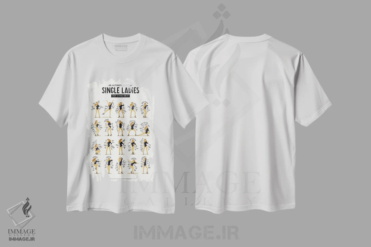تیشرت سفید طرح دار دختران مجرد، هنر آمریکایی آفریقایی تبار اثر نور طُحمه | فروشگاه ایماژ